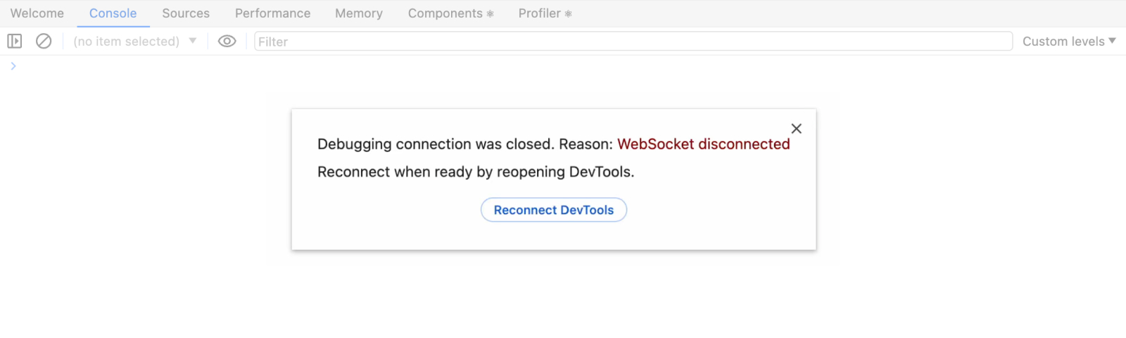 Diálogo de reconexión mostrado al desconectarse un dispositivo