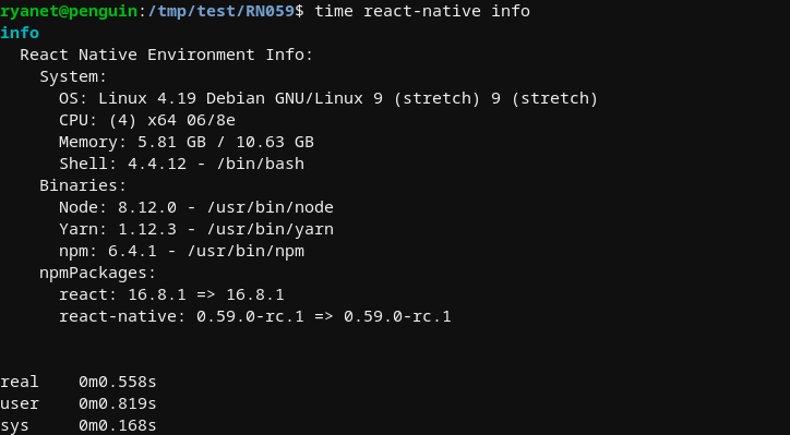 CLI w 0.59 jest niemal natychmiastowe