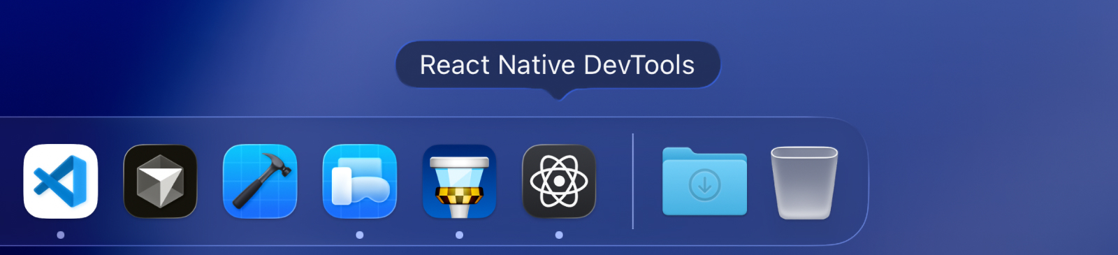 Ikona React Native DevTools w Docku macOS