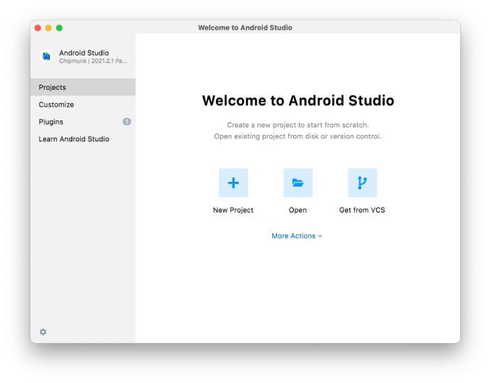 Ekran powitalny Android Studio
