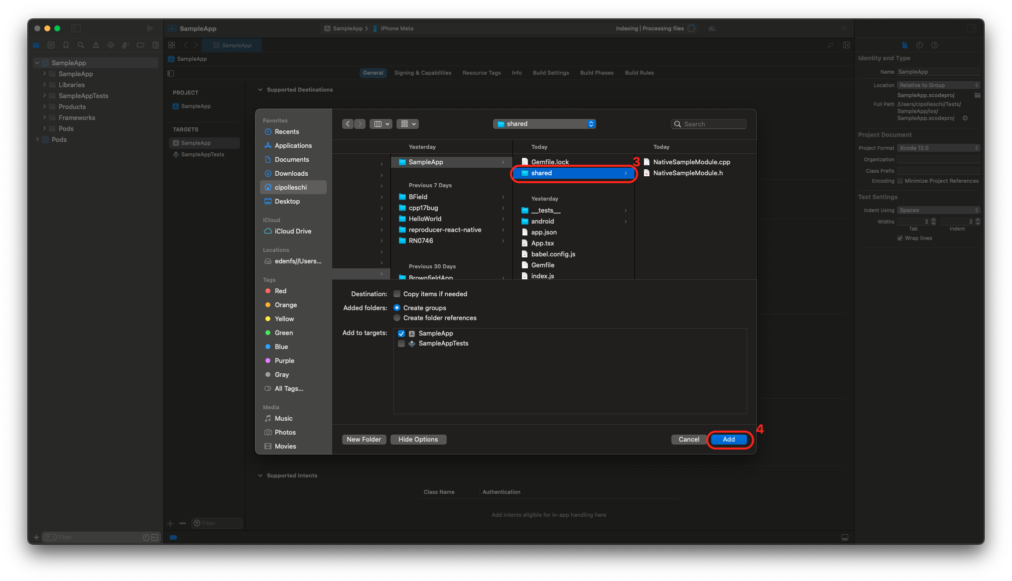 添加文件到 Sample App...