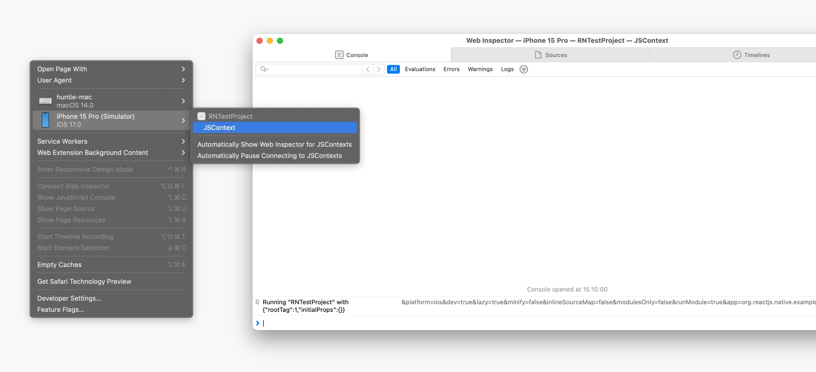 开启 Safari Web Inspector